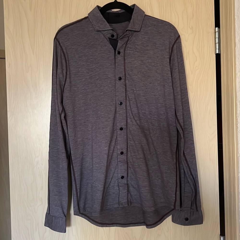 Men’s maroon Lululemon long sleeve button down, size medium